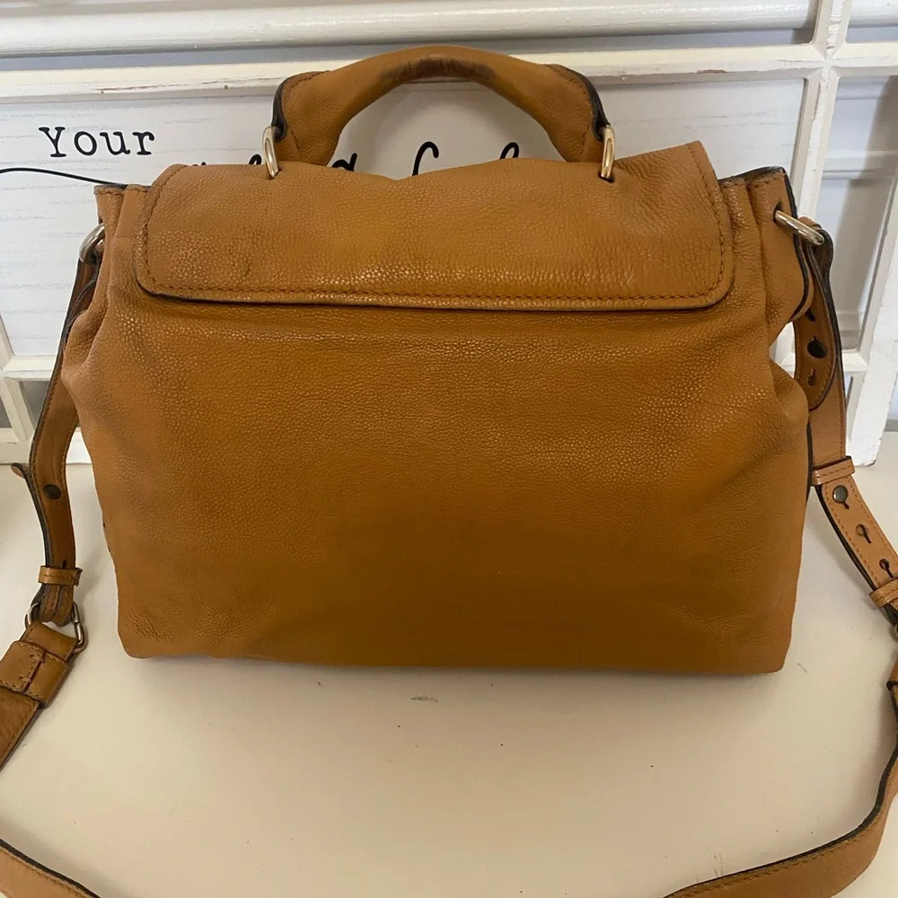 Chloe Elsie Light Brown Leather Satchel with Gold Tone Accents